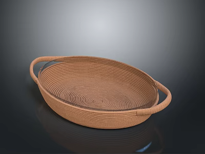 Handwoven Oval Shaped Basket With Dual Handles For Daily Home Use 3d model