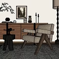 Middle Ancient Leisure Chair Lazy Sofa Single Chair 3d model