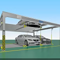 Modern Multi Level Parking Garage With Metal Frame And Parked Vehicles