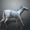 Gray Fantasy Creature With Blue Stripes Open Mouth And Red Tongue