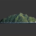 Mountainous Island Terrain With Lush Green Vegetation Rocky Coastline And Blue Seawater