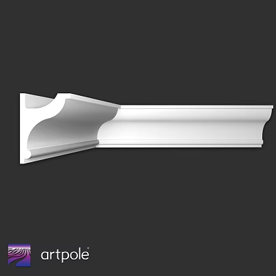 White Decorative Molding With Curved Architectural Design For Interior Decoration 3d model