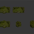 Ancient Moss Covered Stone Pillar Ruins With Various Shapes And Sizes