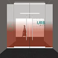 Modern Glass Wall with URB INSTITUTE Signage and Figure Walking By Entrance Area