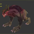 Fierce Fantasy Creature Character With Horns Purple Pink Skin Muscular Build And Sharp Claws