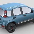 Blue Modern Compact SUV Featuring Round Headlights Black Bumpers And Red Accent Wheels 3d model