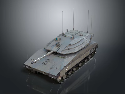 Modern Main Battle Tank With Armored Turret Cannon Tracks And Antennas 3d model