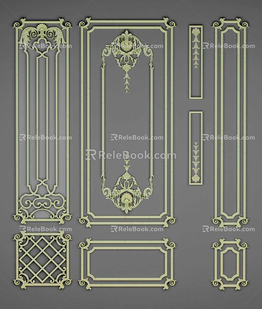 European-style line carving 3d model