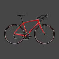 Red TREK Road Bicycle with Black Handlebars and White Rim Wheels
