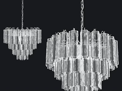 Elegant Modern Transparent Chandelier Featuring Stacked Columnar Glass Pieces Hanging Design 3d model