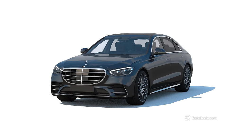 Elegant Modern Black Sedan Car With Streamlined Exterior And Distinctive Grille Design 3d model 