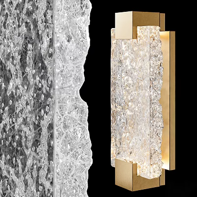 Elegant Textured Glass Wall Sconce With Golden Frame And Crystal Design 3d model