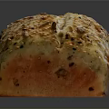 Delicious Freshly Baked Bread with Golden Crust Sesame Seeds and Nuts on Dark Background