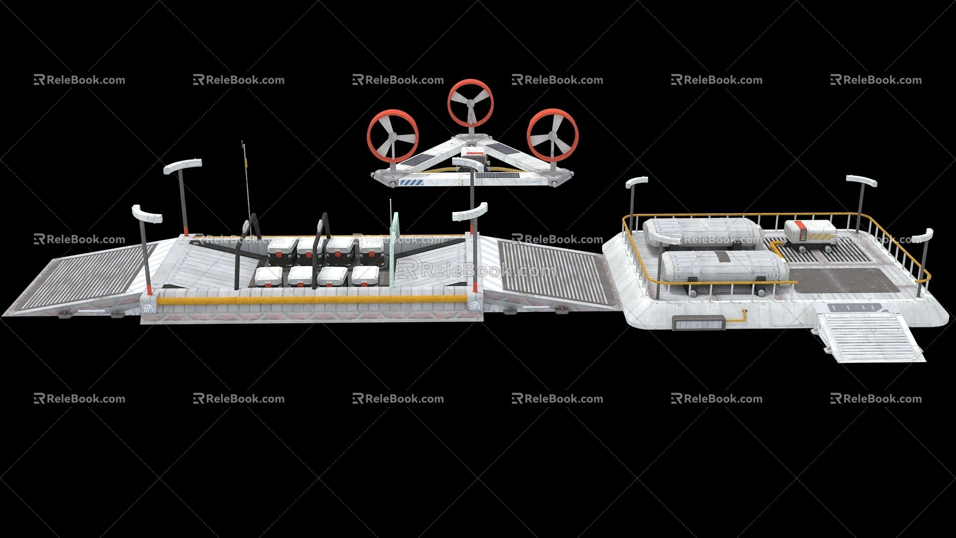 Modern sci-fi lunar base space equipment 3d model