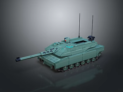 Modern Green Military Tank with Dual Antennas Long Cannon and Sleek Design 3d model
