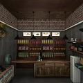 Vintage Grocery Store Interior With Brick Walls Shelves And Retro Decor