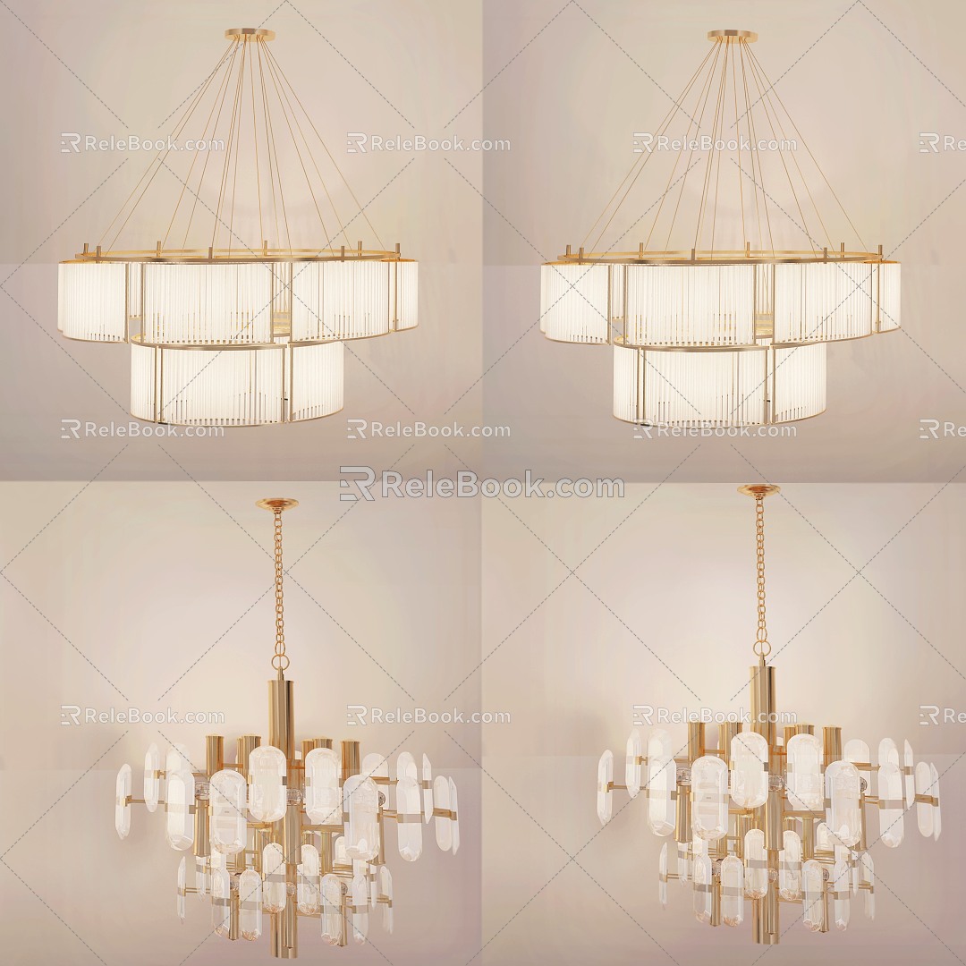 New Chinese-style Metal Chandelier Chinese-style Chandelier Combination New Chinese-style Chandelier 3d model