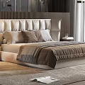 Modern Bedroom Interior Featuring Large Bed Dark Armchair Large Window Tree View And Wooden Flooring