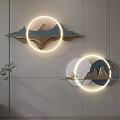 Modern Wall Decor With Circular Light Ring And Mountain Design Patterns 3d model