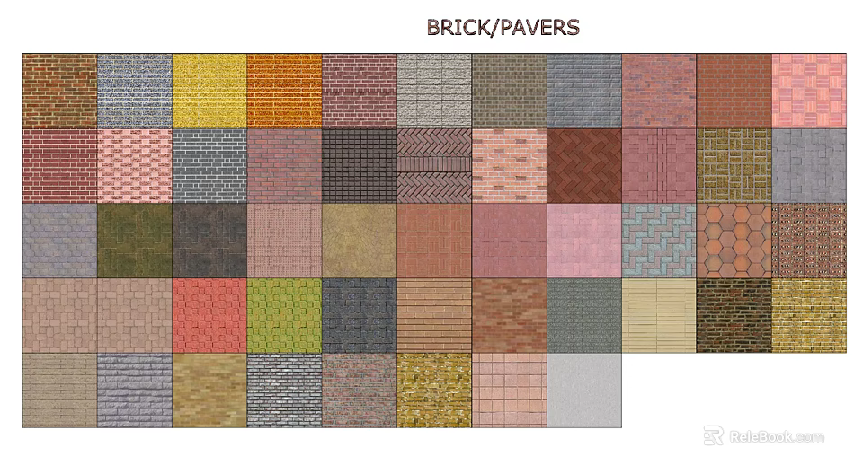 Garden Decorative Brick Pavers With Various Colorful Textured Patterns For Landscaping 3d model 