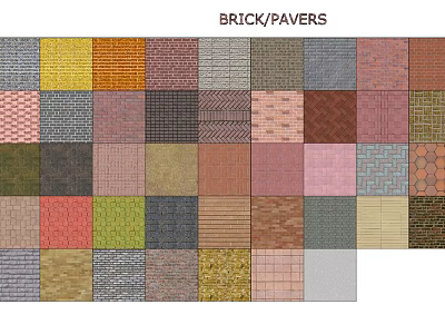 Garden Decorative Brick Pavers With Various Colorful Textured Patterns For Landscaping 3d model