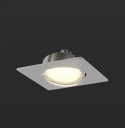 Modern Recessed Downlight Spotlight With Square Metal Design And Illuminated Light Fixture 3d model
