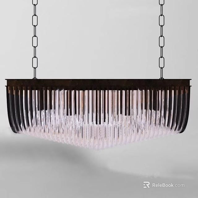 Modern Black Metal Frame Chandelier With Crystal Tassel Hanging Lighting Fixture 3d model 