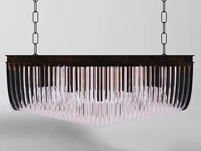 Modern Black Metal Frame Chandelier With Crystal Tassel Hanging Lighting Fixture 3d model