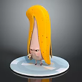 Yellow Banana Shaped Commercial Display Equipment With Circular Base And Cartoon Character Holding Object
