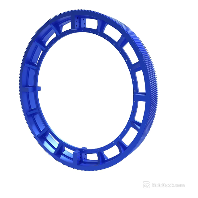 Blue Circular Mechanical Gear Ring With Hollow Structure And Teeth Design 3d model 