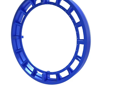 Blue Circular Mechanical Gear Ring With Hollow Structure And Teeth Design 3d model