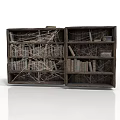 Vintage Open Wooden Box With Shelves Books Twigs And Small Items