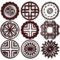New Chinese Style Flower Lattice Carved Flower Lattice Window Flower Round Window Flower Carved Hollow Flower Window Vintage Pattern Window 3d model
