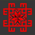 Abstract Red Geometric Sculpture With Intricate 3D Design And Modern Art Elements