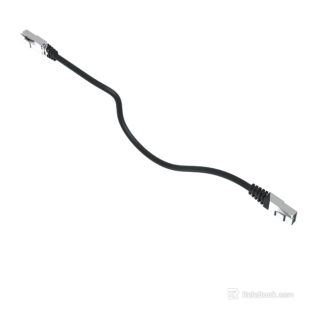 Black Ethernet Cable With RJ45 Connectors For High Speed Network Data Transfer 3d model 