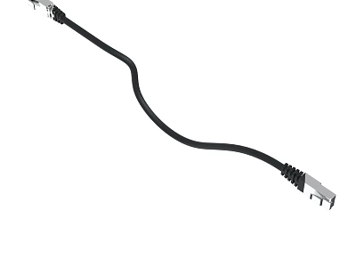 Black Ethernet Cable With RJ45 Connectors For High Speed Network Data Transfer 3d model
