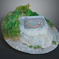 Manhole Cover On Concrete Base With Surrounding Green Grass Growth