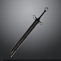Medieval Metal Sword With Decorative Hilt And Long Sharp Blade Design