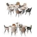 Style Dining Room Table and Chair Table and Chair Combination 3d model