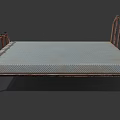 Classic Single Bed with Metal Frame and Ornate Railings Light Grid Mattress