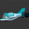 Futuristic Blue Spaceship With Transparent Cockpit Sleek Design And Thrusters For Space Exploration