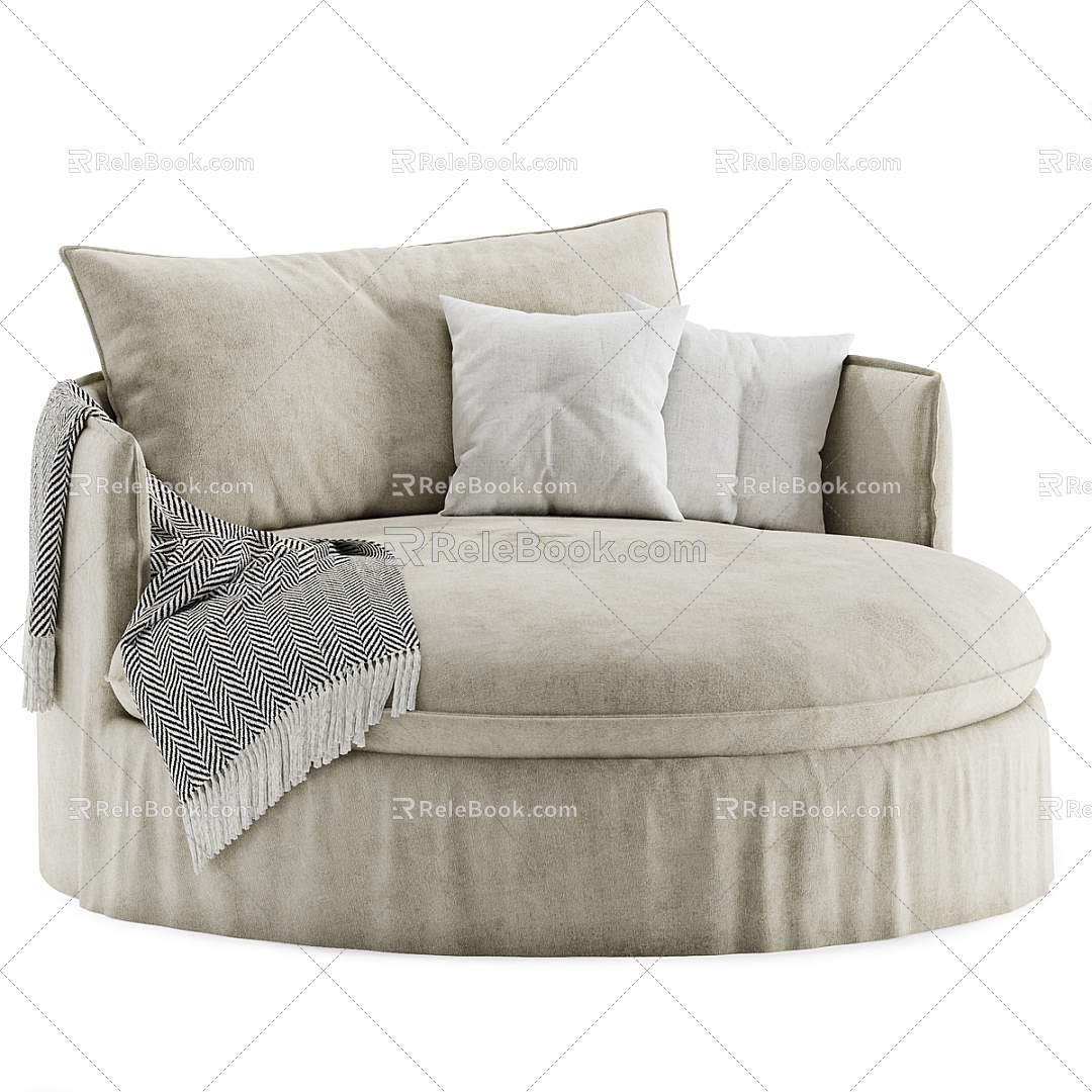 Modern Round Sofa Single Sofa Lazy Sofa 3d model