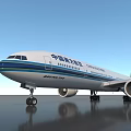 China Southern Airlines Commercial Airliner With White Body Blue Stripe Blue Tail And Red Logo