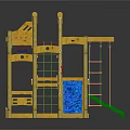 Colorful Kids Playground Structure With Yellow Slides Swing And Climbing Frame