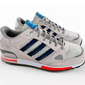 Striped Sports Shoes In Grey Red Black With Wavy Pattern Soles