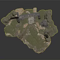 Fantasy Scene Construction With Stone Archway Lamp Posts Tower And Rocky Grass Terrain