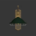 Elegant Modern Wall Lamp With Green Glass Shade And Brass Chain Bracket For Home Interior Lighting
