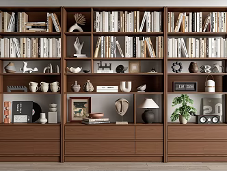 Middle Ancient Bookcase Bookshelf Decorative Rack Book Jewelry Ornaments 3d model
