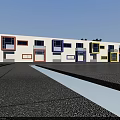 Modern School Building With Colorful Cubic Structures White Walls And Large Windows 3d model