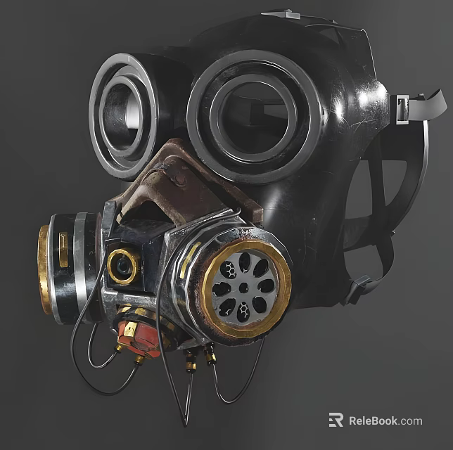 Vintage Style Gas Mask With Industrial Design Elements And Pipes 3d model 